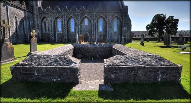 Stone foundations of the fire temple beside St Brigid’s Cathedral, Kildare