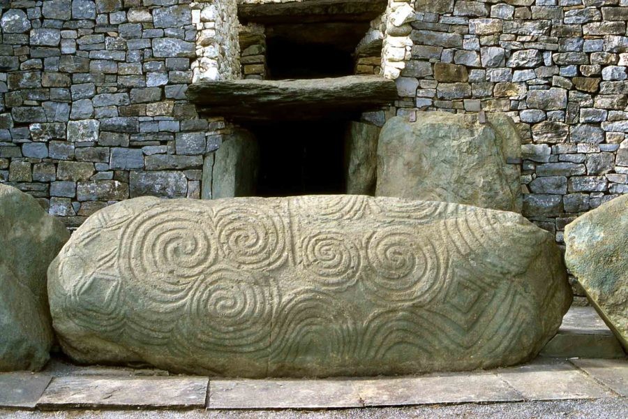 Spiral carvings on the Newgrange entrance stone